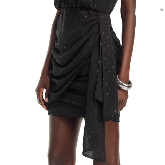 AQUA | Metallic Draped Mini Dress  (Size XS) - Picture 4 of 8